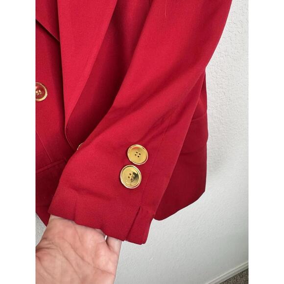 Christian Dior Red Blazer & Skirt Suit 100% Pure Wool Women’s Sz 6 Vtg Old Money - Picture 4 of 9